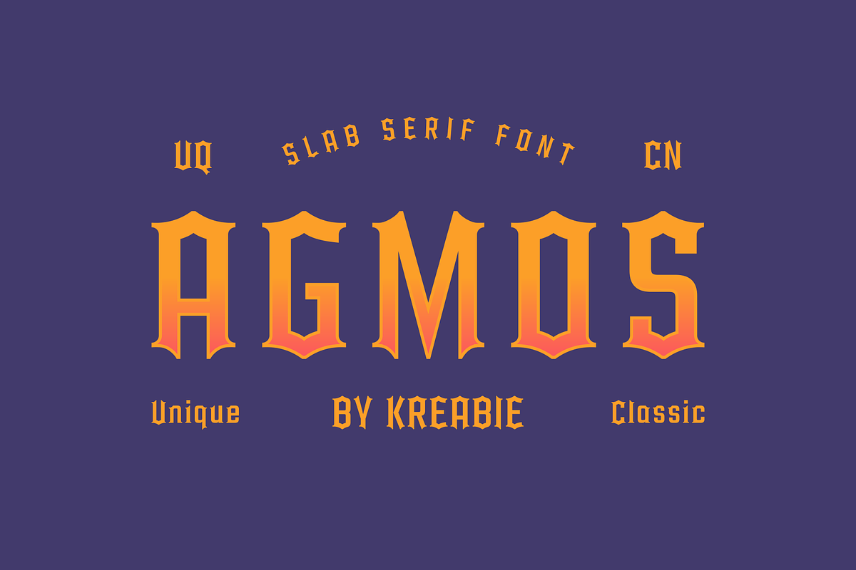 AGMOS Font, a Slab Serif Font by Kreabie (Photo 1 of 4)