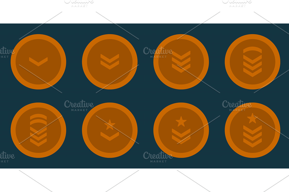 Military Badge Icons, an Object Illustration by Gentle Studio