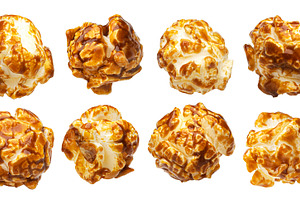 Falling caramel popcorn isolated, a Food & Drink Photo by Max Lashcheuski