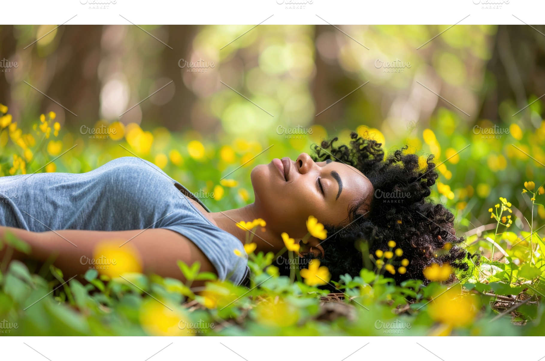 Woman peacefully lying in a flower, a Nature Photo by Igor Tichonow