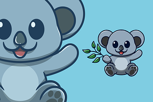 cute koala holding eucalyptus cartoo, an Animal Illustration by garistipis
