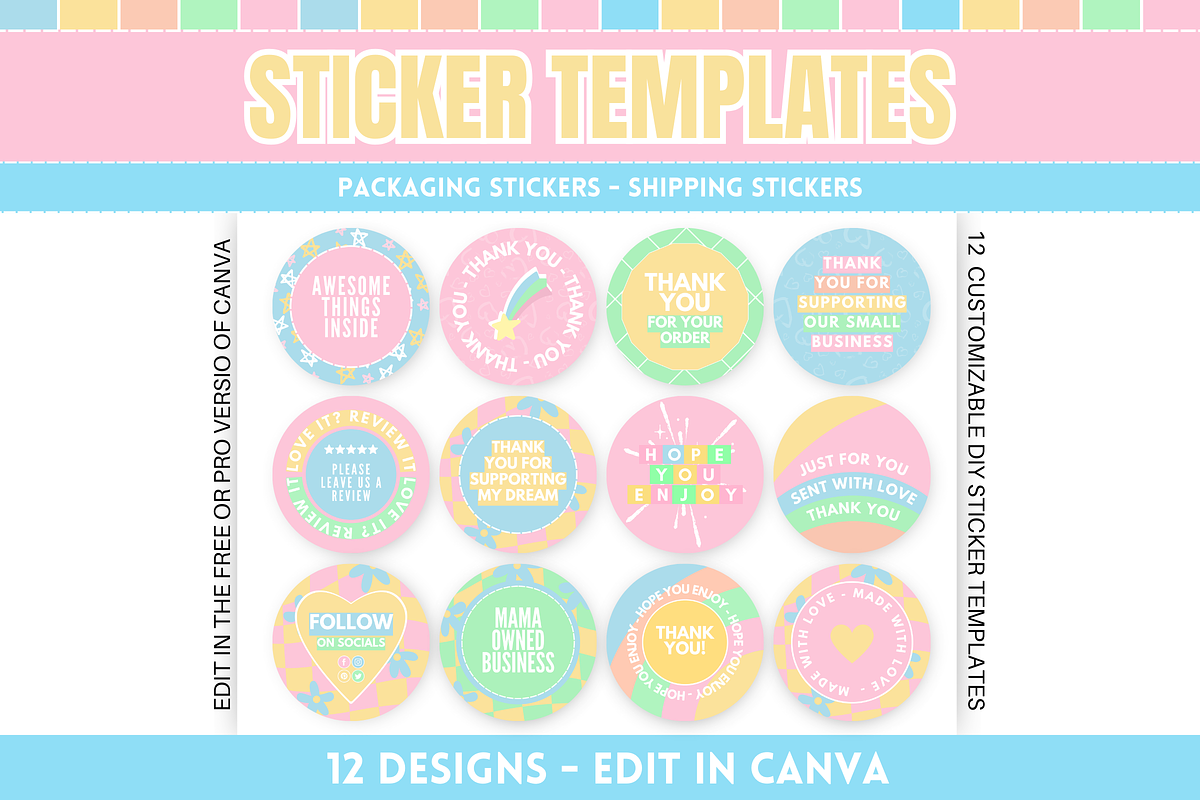 Cute Packaging Sticker Templates, a Branding & Logo Template by SunshineStudioBoutique (Photo 1 of 10)