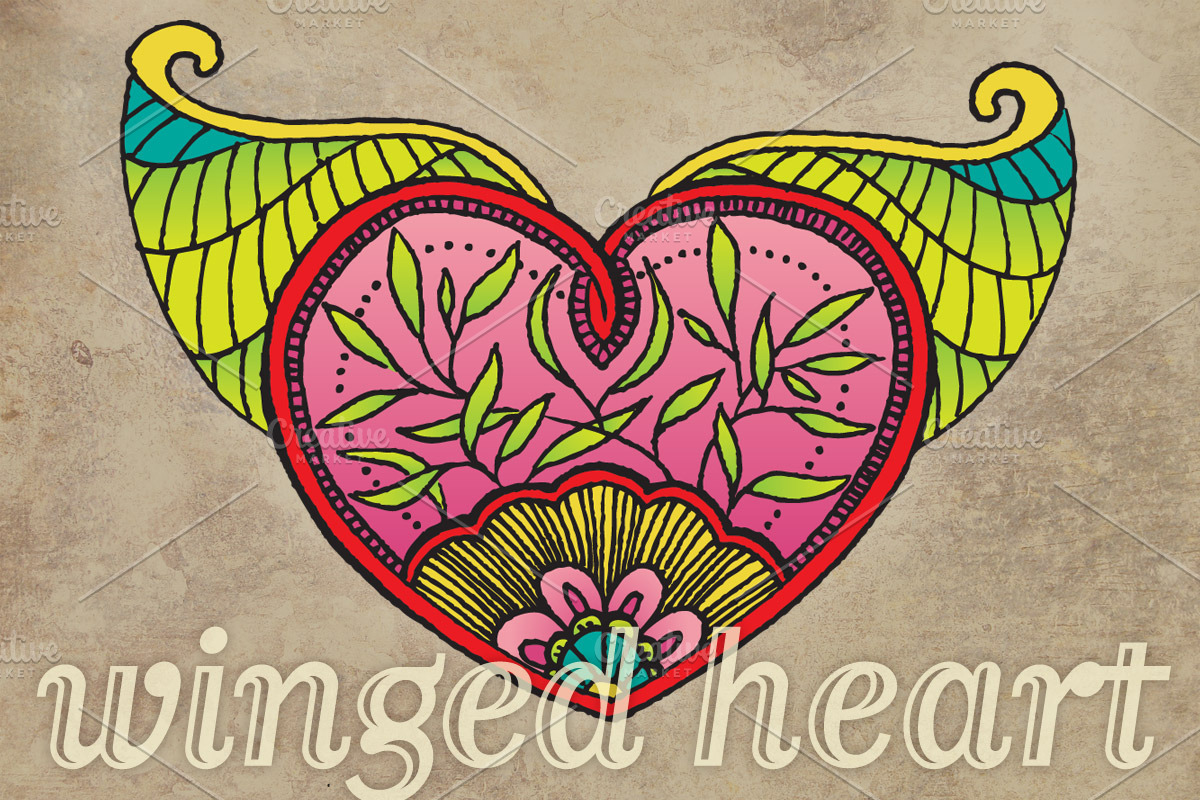 Vector & Bitmap Winged Heart preview 4