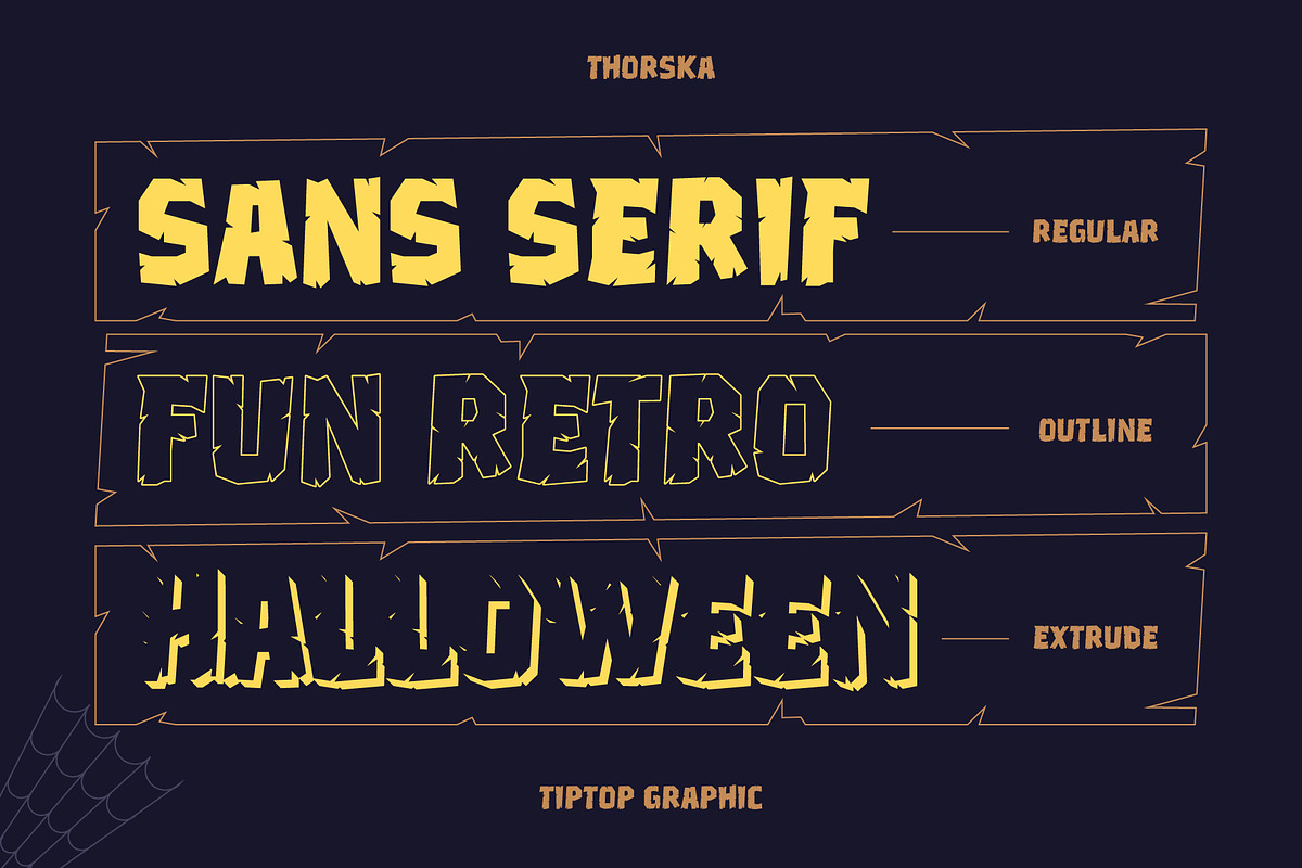 Thorska – Display Playful Horror, a Sans Serif Font by Tiptop Graphic (Photo 3 of 10)