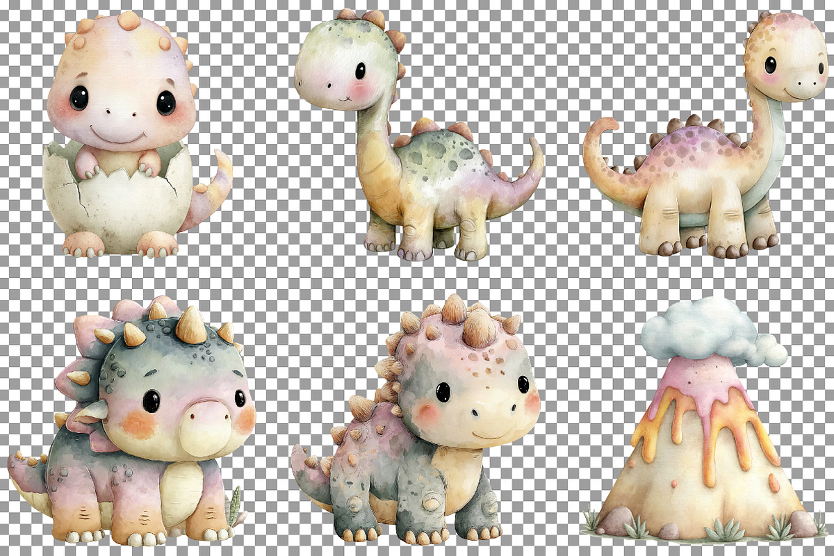 Dinosaurs Watercolor Clipart, an Illustration by Sublimation Artist (Photo 4 of 7)