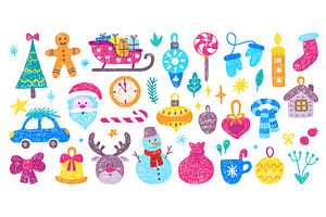 Children drawing christmas clipart, an Object Illustration by Valerie Bodnar