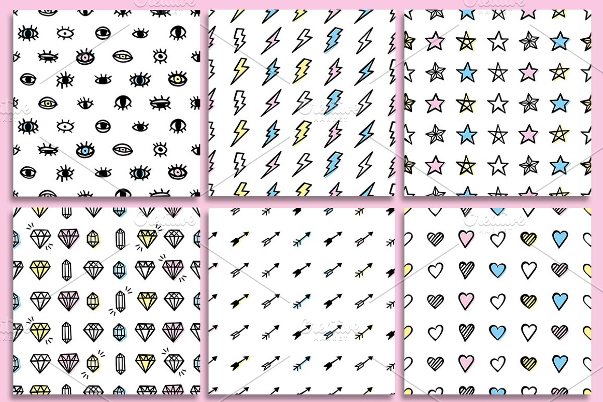 48 Hand Drawn Seamless Patterns Set, a Pattern Graphic by Stockaholic (Photo 3 of 9)