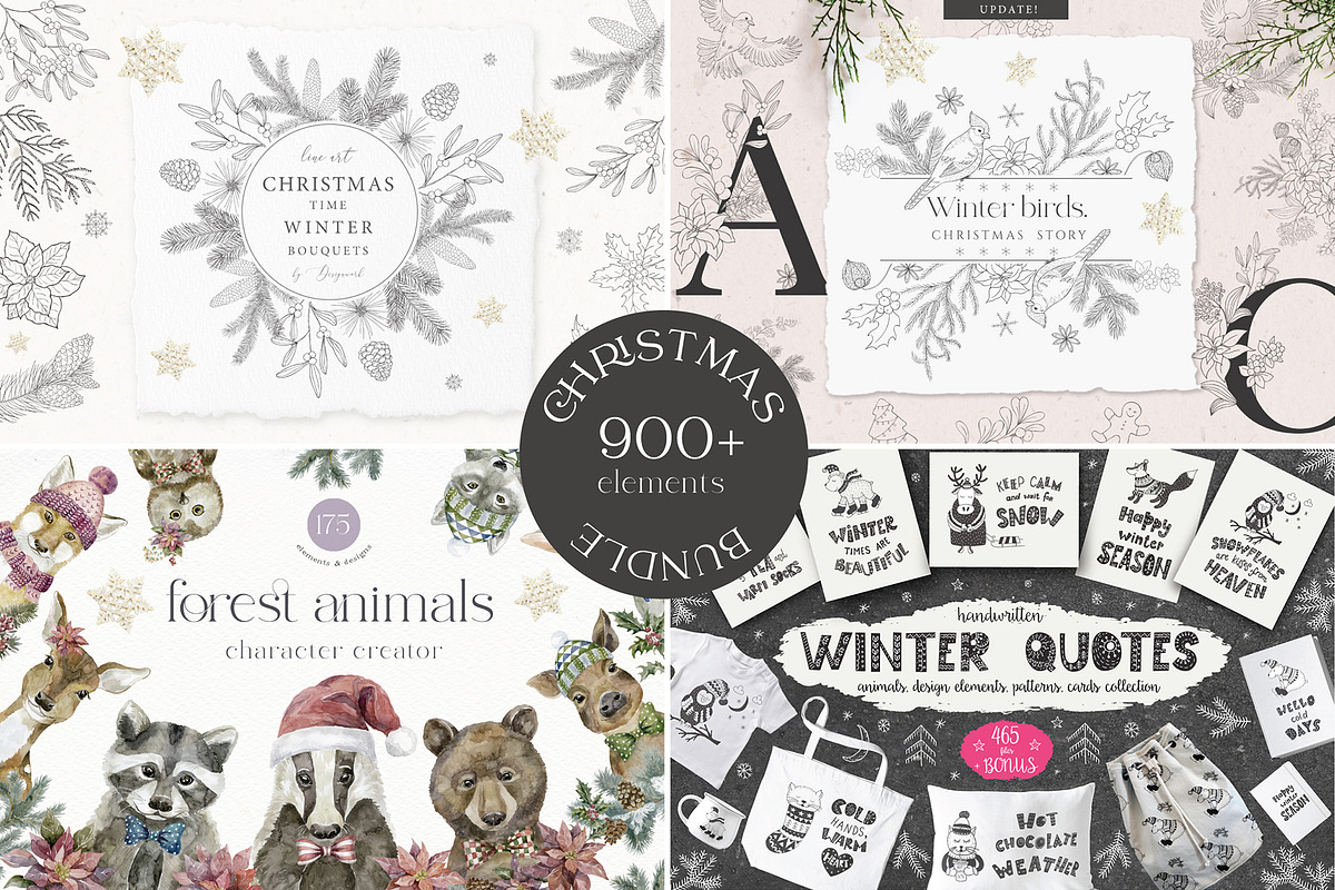 Сool CHRISTMAS Bundle., a Seasonal Illustration by Designwork (Photo 1 of 73)