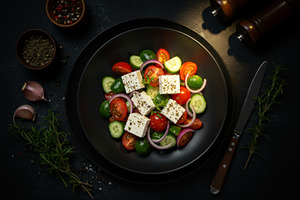 Fresh Greek salad with feta cheese,, a Food & Drink Photo by professorinc