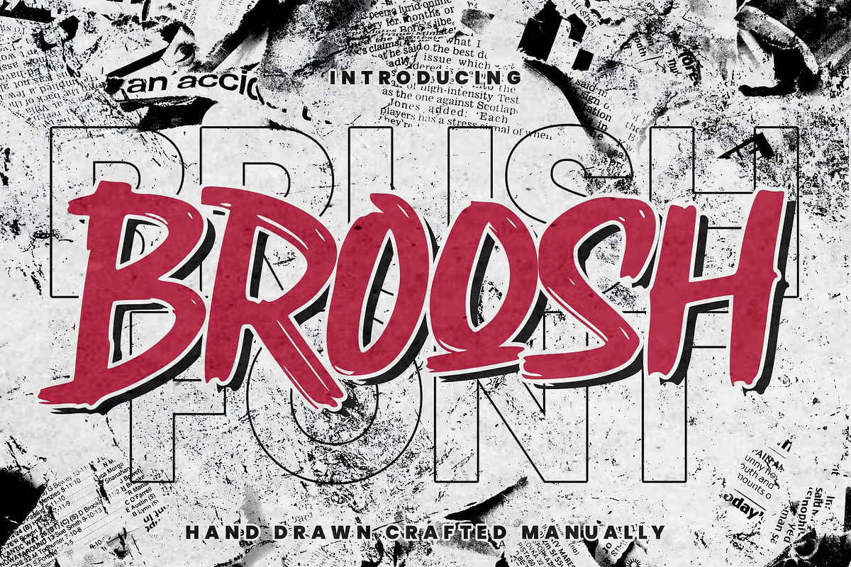 Broosh - Hand Drawn Crafted Manually, a Handwritten Font by Gassstype (Photo 1 of 8)