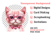 Watercolor Valentine Cats Clipart, an Illustration by Dream Creation (Thumbnail 6 of 7)