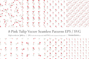 Pink Tulip Seamless Patterns Pack