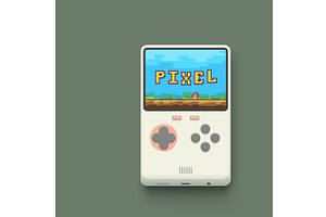 a retro portable game console bright, a Technology Illustration by IfH
