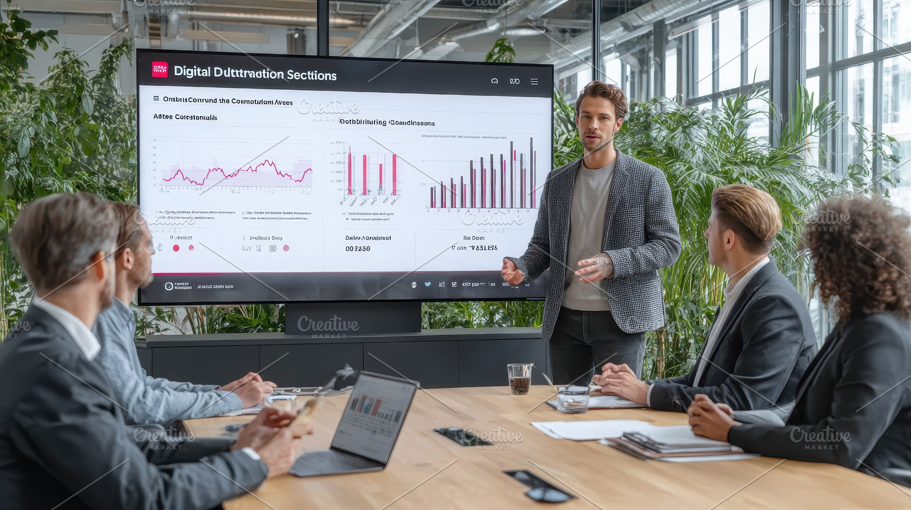 Businessman presenting data analytic, a Photo by Pixeness Studio