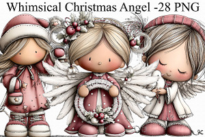 Whimsical Christmas Angel Clipart, an Illustration by Libby Wishes