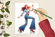 Trendy Vintage Girl Clipart, an Illustration by RobertsArt (Thumbnail 6 of 7)
