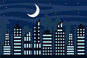 cityscape at night landscape vector, a Decorative Illustration by zyxroun shop