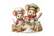 Christmas Mouse Baking Clipart JPG, a Seasonal Illustration by Memories By Lea (Thumbnail 7 of 17)