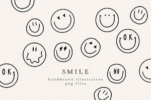 SMILE FACE SKETCH / png + vector