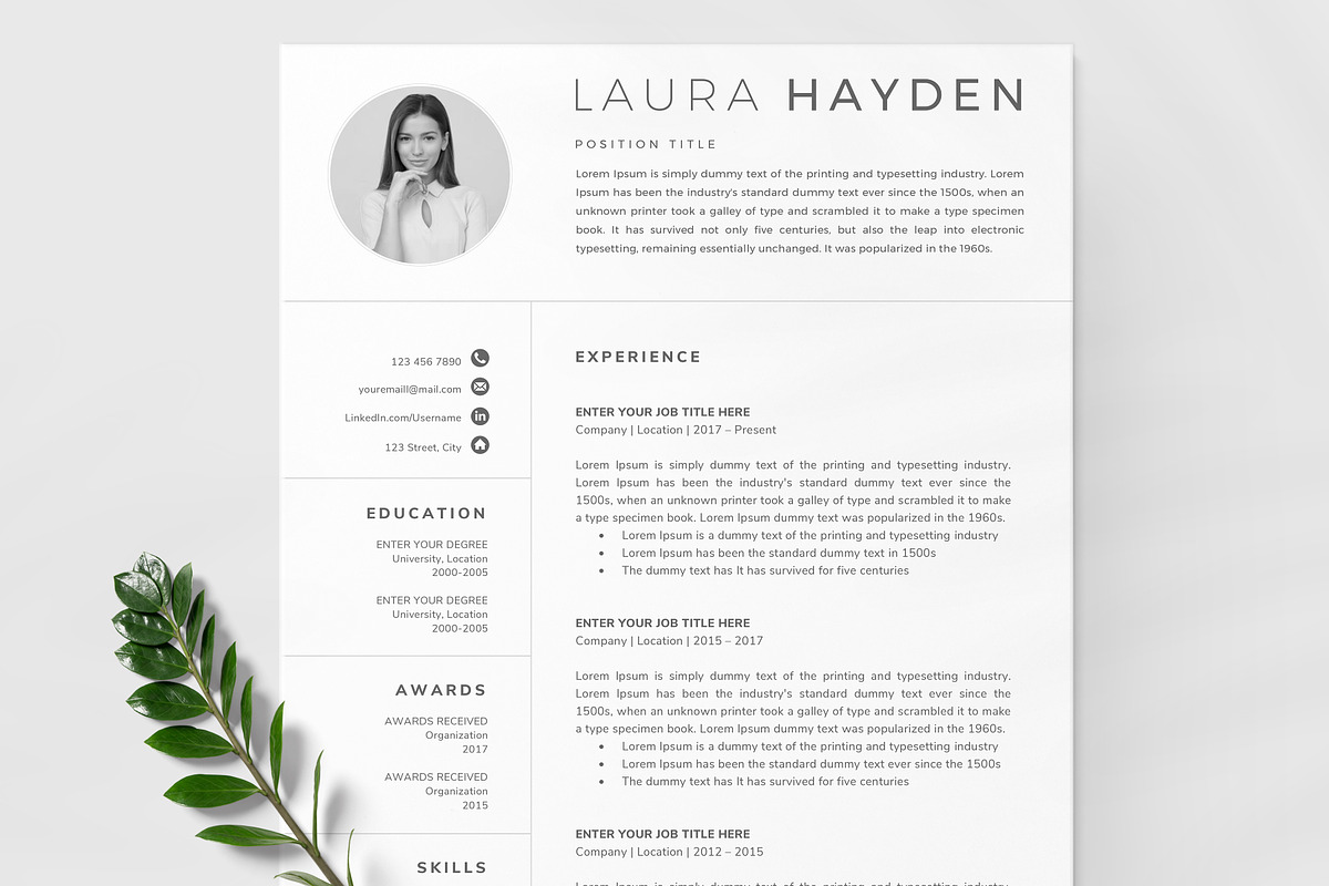 Resume Template / CV, a Resume Template by TheResumeCoach (Photo 1 of 8)