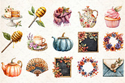 Autumn Bridal Tea Party Clipart, an Illustration by Rose Art (Thumbnail 2 of 7)