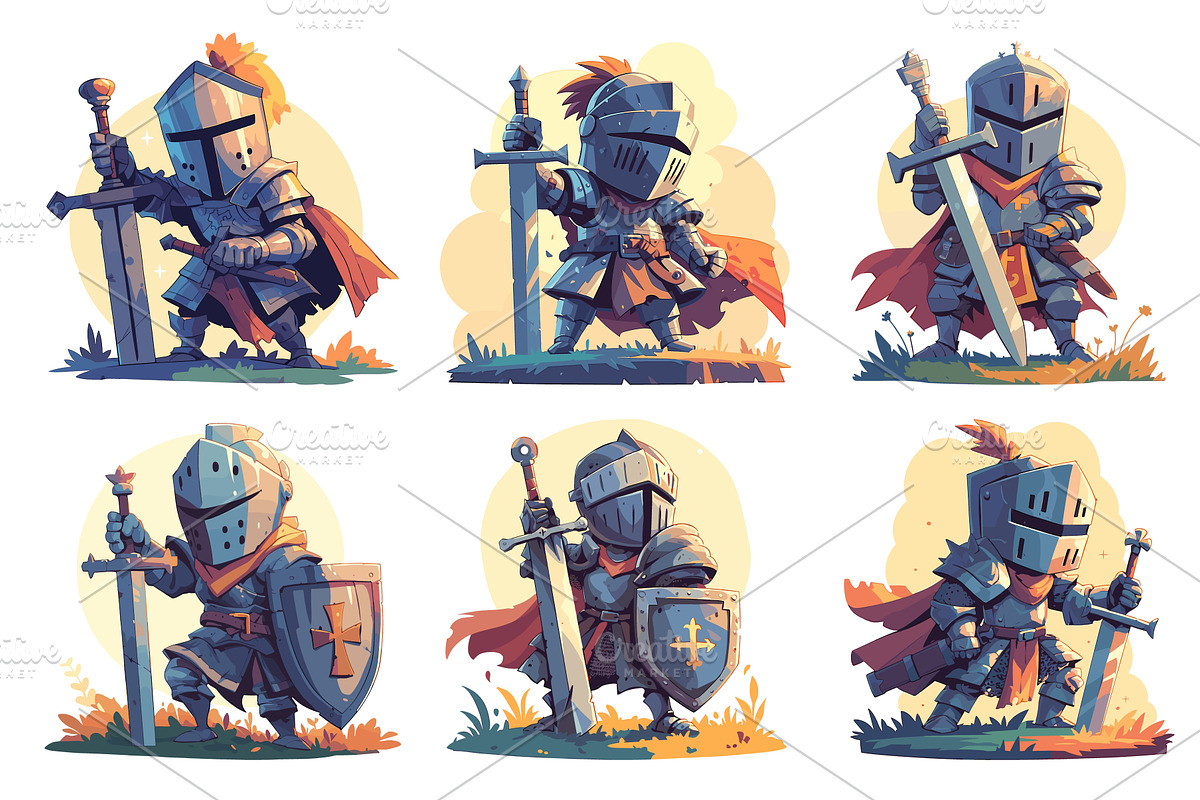 knight medieval cartoon. man in, an Object Illustration by Stock-Smart-Start