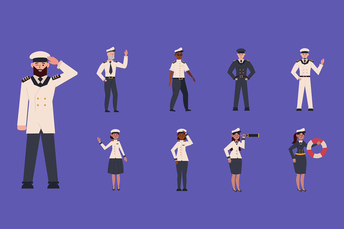Navy Officers Illustration Set