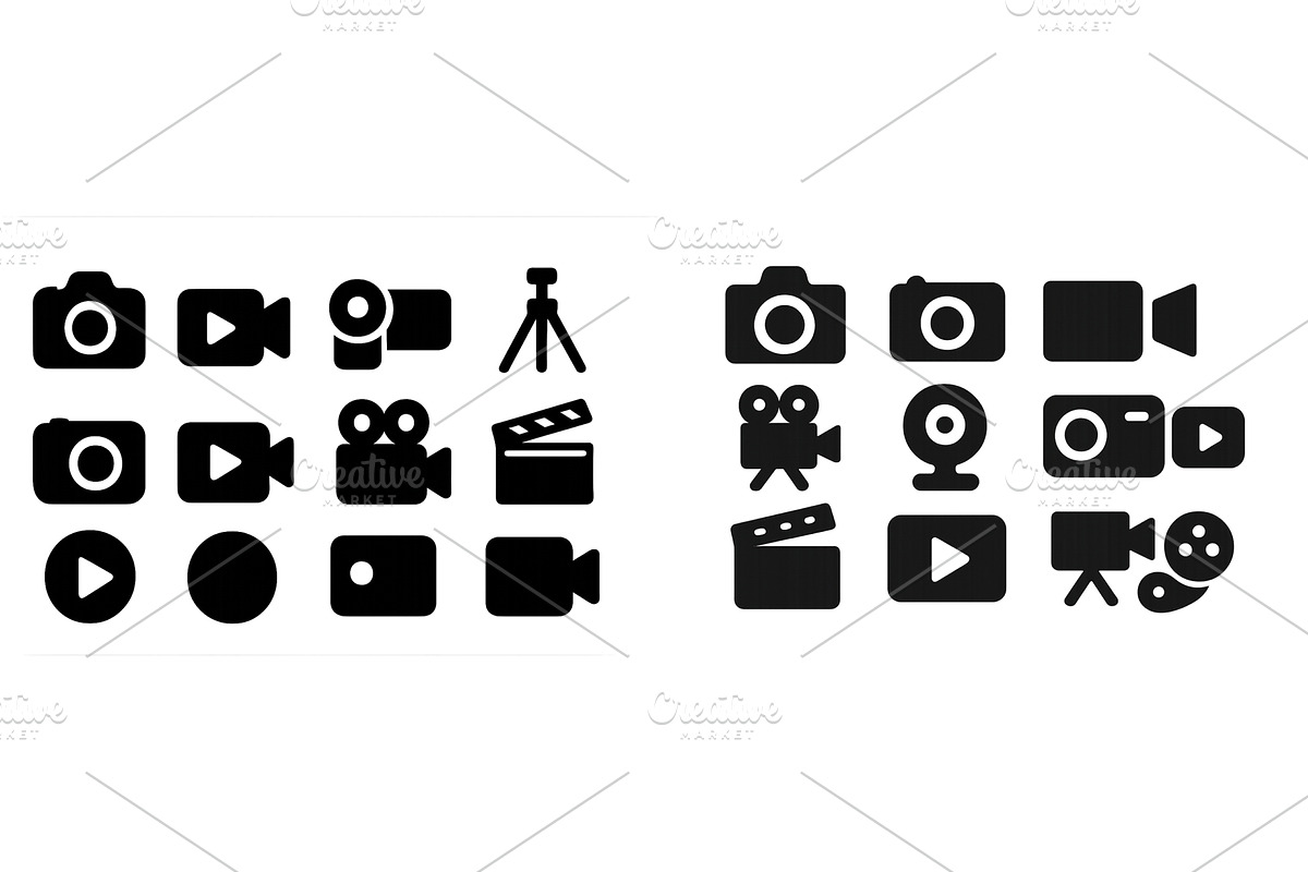 Collection of black camera and video, a Technology Illustration by ZinetroN