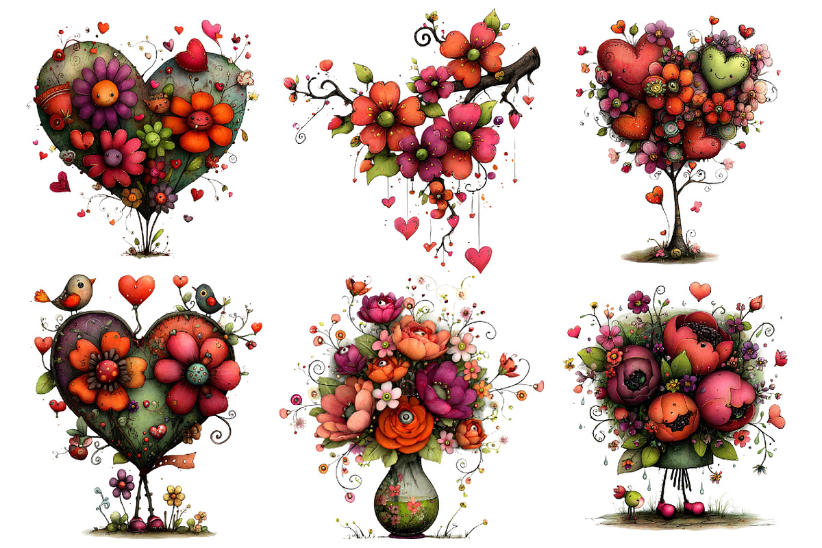 Valentine's Flowers Clipart, an Illustration by Pixels.Craft (Photo 2 of 5)