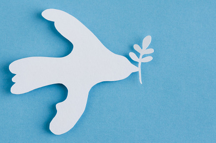 White paper dove with olive branch, an Arts & Entertainment Photo by Mineko