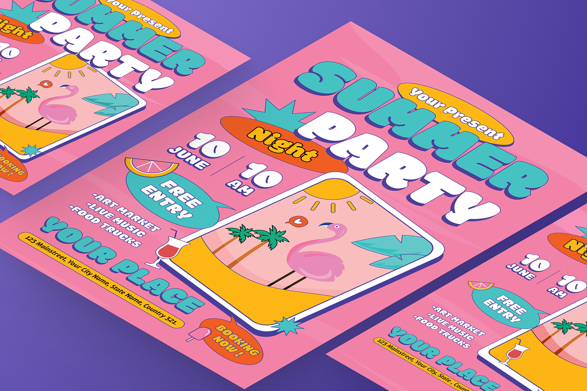 Summer Party Flyer Set, a Flyer Template by Annora Studio (Photo 3 of 6)