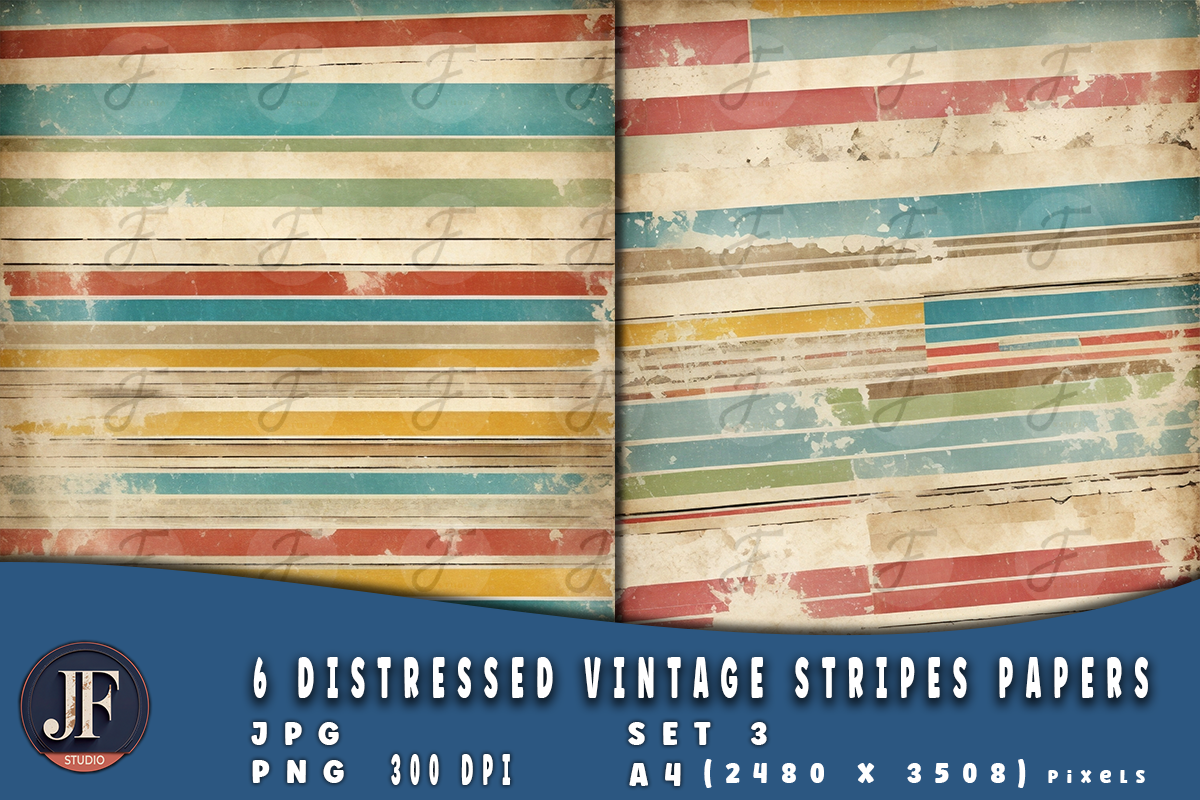 Distressed Vintage Stripes Papers 3, a Background Graphic by Joaquin Fernandez Studio (Photo 3 of 4)