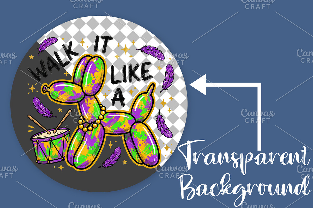 Walk it Like a Dog Mardi Gras PNG, an Illustration by Canvas Craft (Photo 2 of 6)