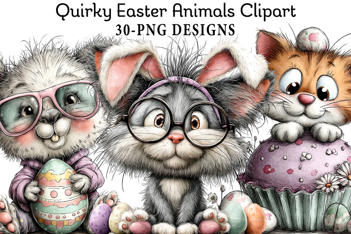 Quirky Easter Animals Clipart, an Illustration by Daily.Designs (Photo 1 of 7)