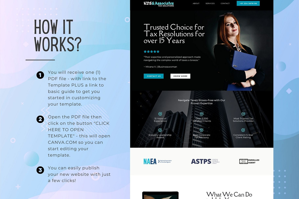 Tax Preparer Website Template, a Landing Page Template by Kromatic Design Studio (Photo 6 of 10)