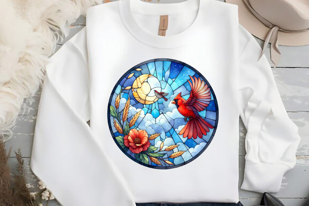 Round Cardinal Stained Glass Clipart, an Illustration by DreamCafeArt (Photo 4 of 5)
