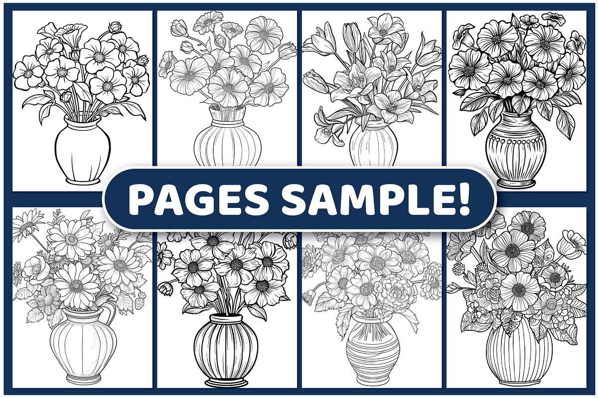 200 Vase of Flowers Coloring Pages, a Decorative Illustration by BrightMart (Photo 3 of 3)