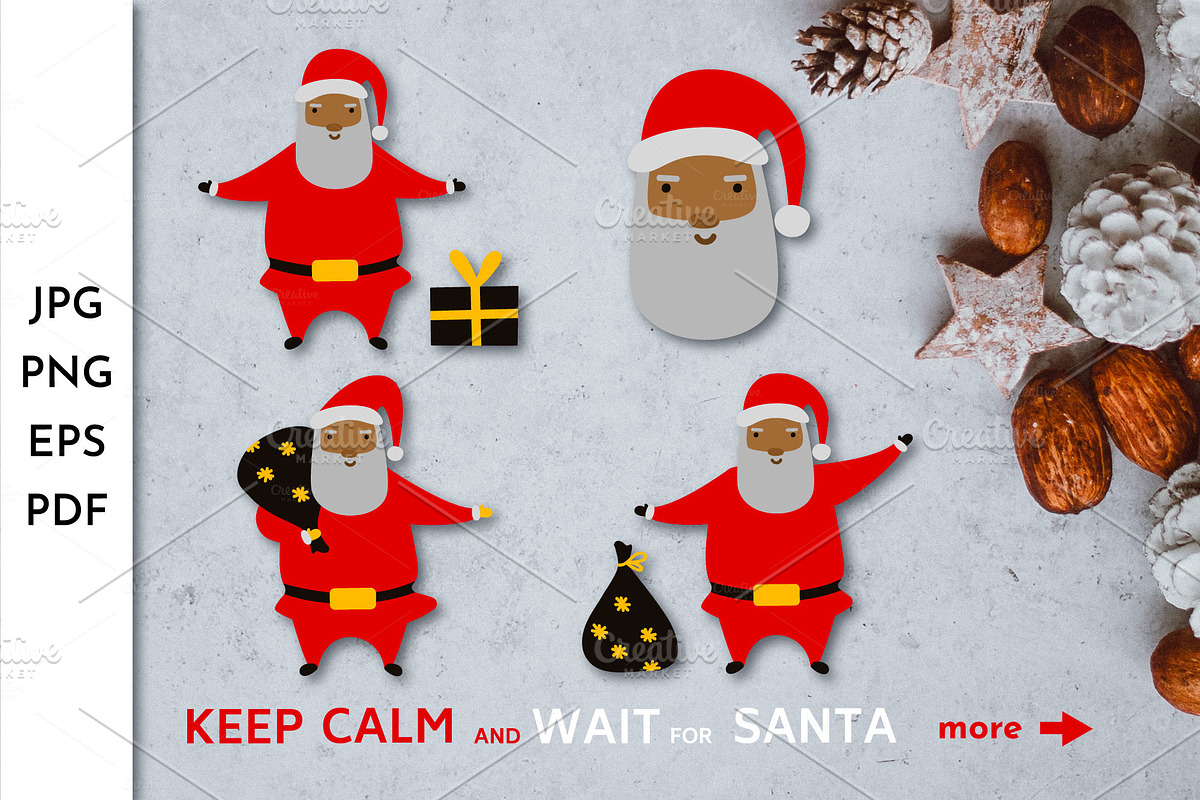 Black Santa Claus Clipart, an Object Graphic by AvaAva (Photo 1 of 4)