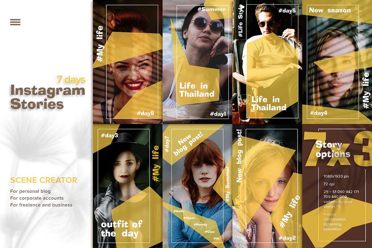7 days Instagram stories Template sc, a Social Media Template by Zimages (Photo 2 of 8)