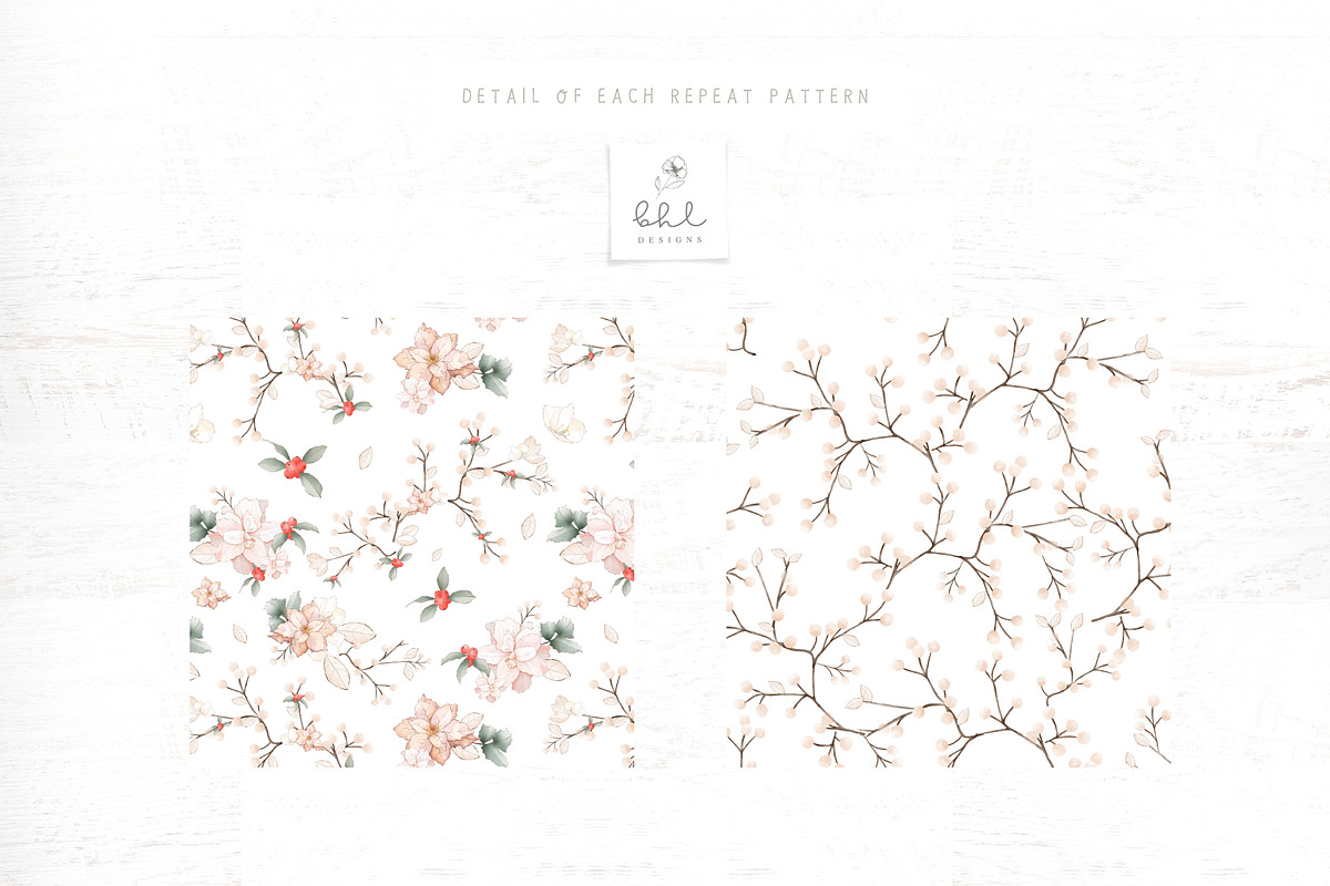 Christmas Seamless Patterns - White, a Pattern Graphic by bhldesigns (Photo 7 of 15)
