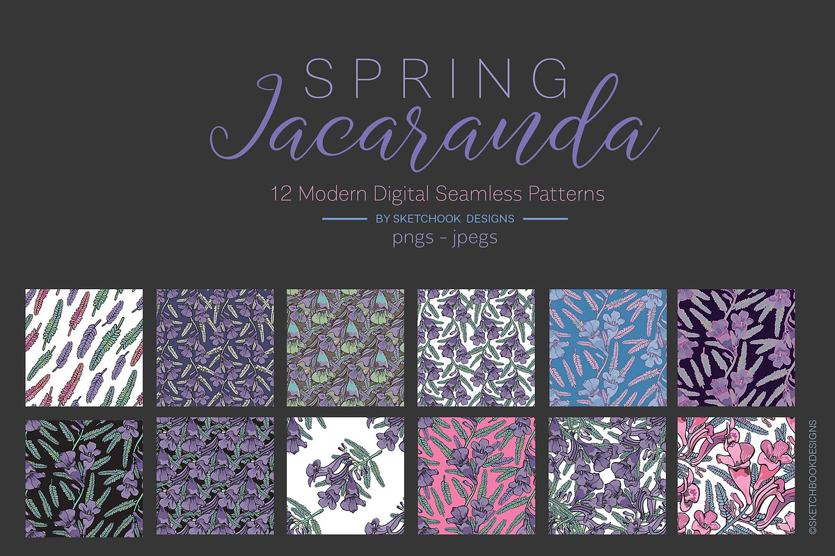 Spring Jacaranda Seamless Patterns, a Pattern Graphic by Sketchbook Designs (Photo 4 of 9)