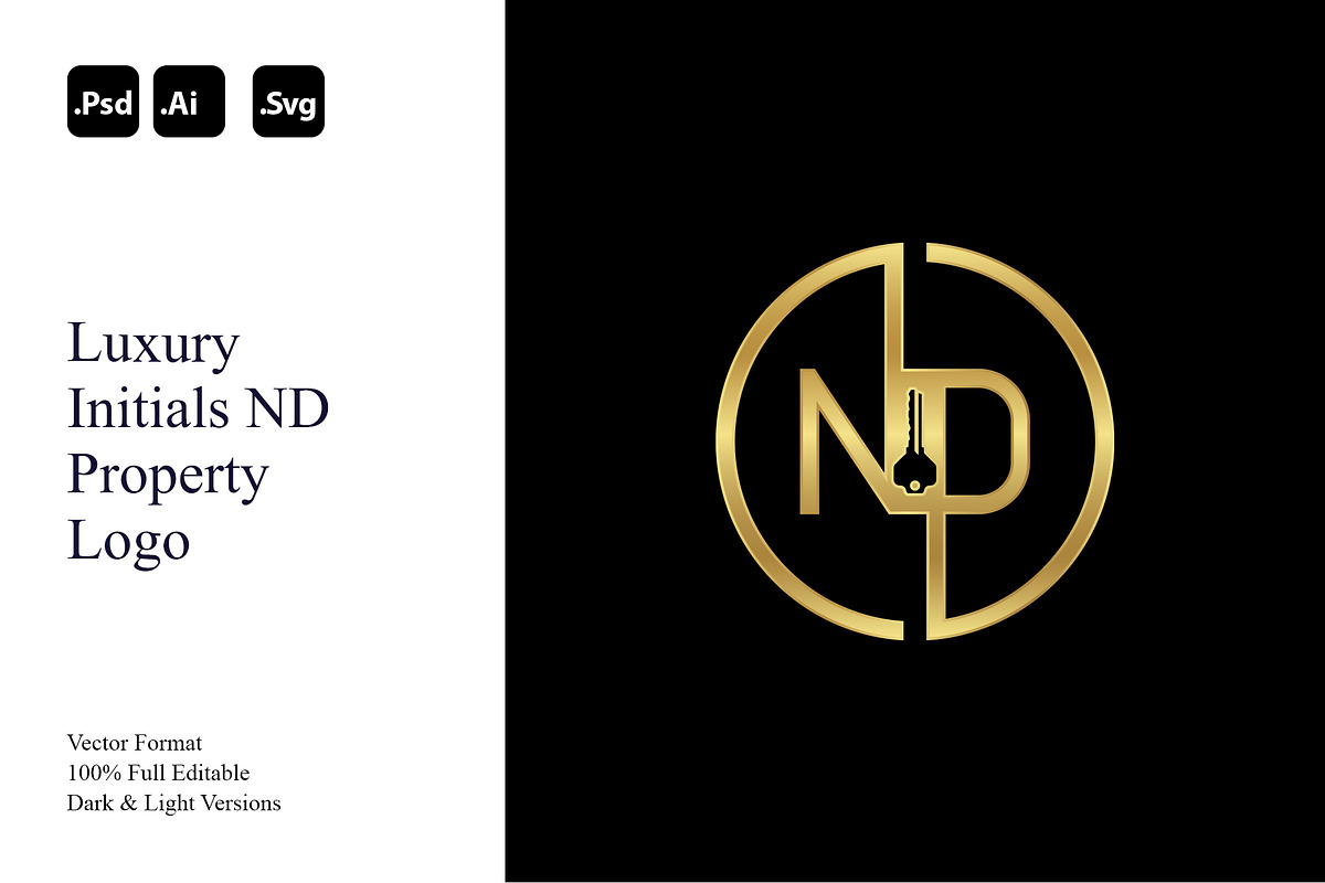 Luxury Initials ND Property Logo