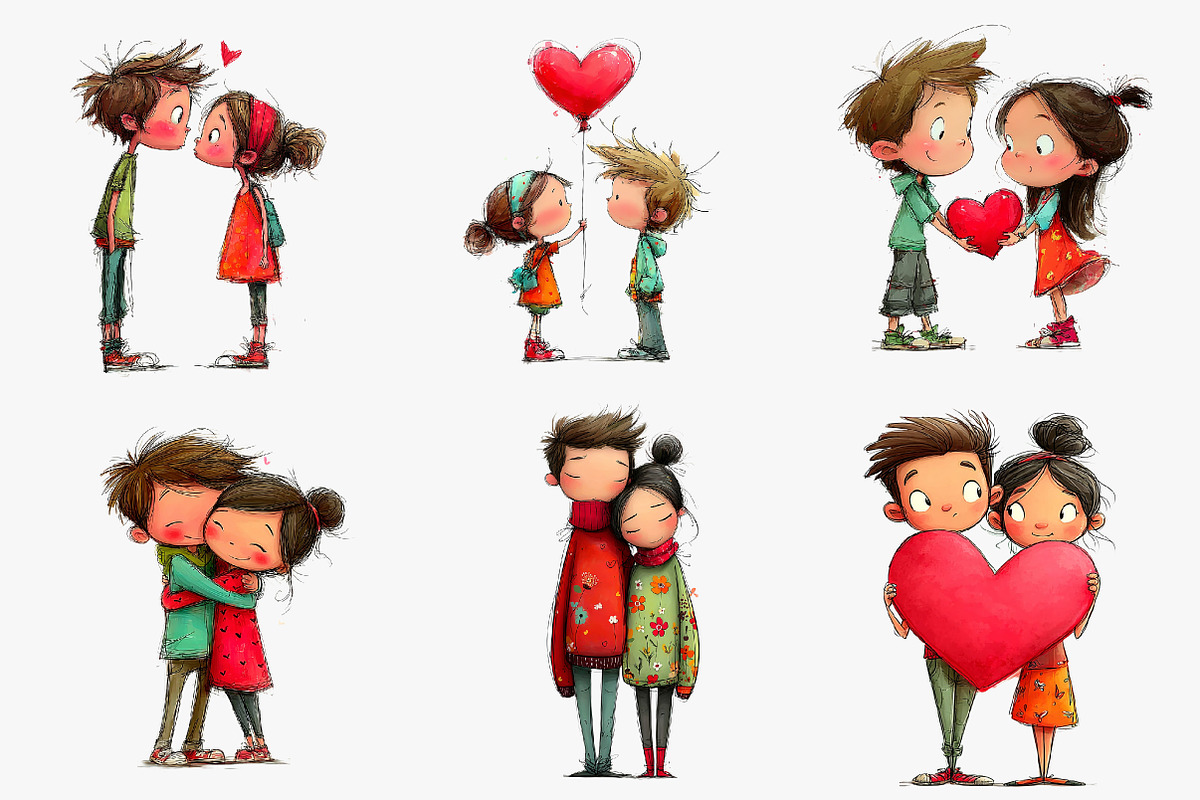 watercolor valentine couple clipart, an Illustration by CreationArt (Photo 5 of 6)