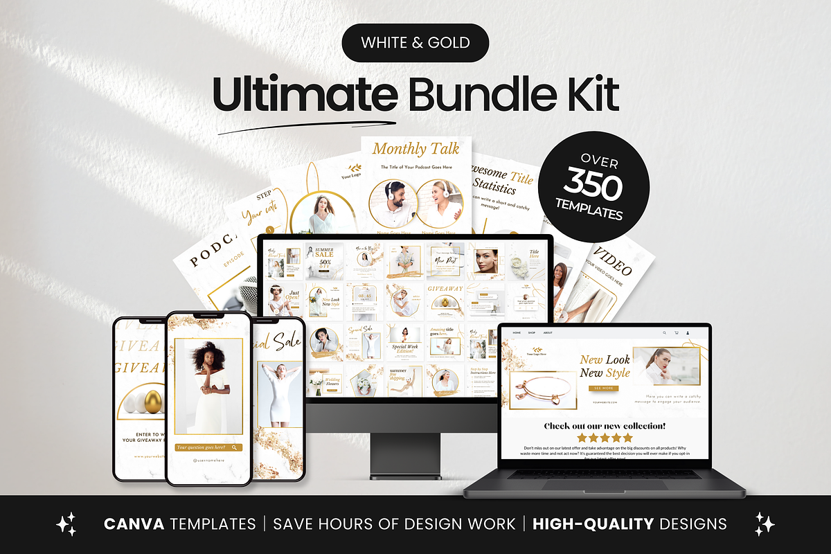 White & Gold Social Media Bundle Kit, a Social Media Template by DigiPax (Photo 1 of 10)
