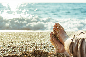 Beach relax travel feet, a Holiday Photo by hitdelight