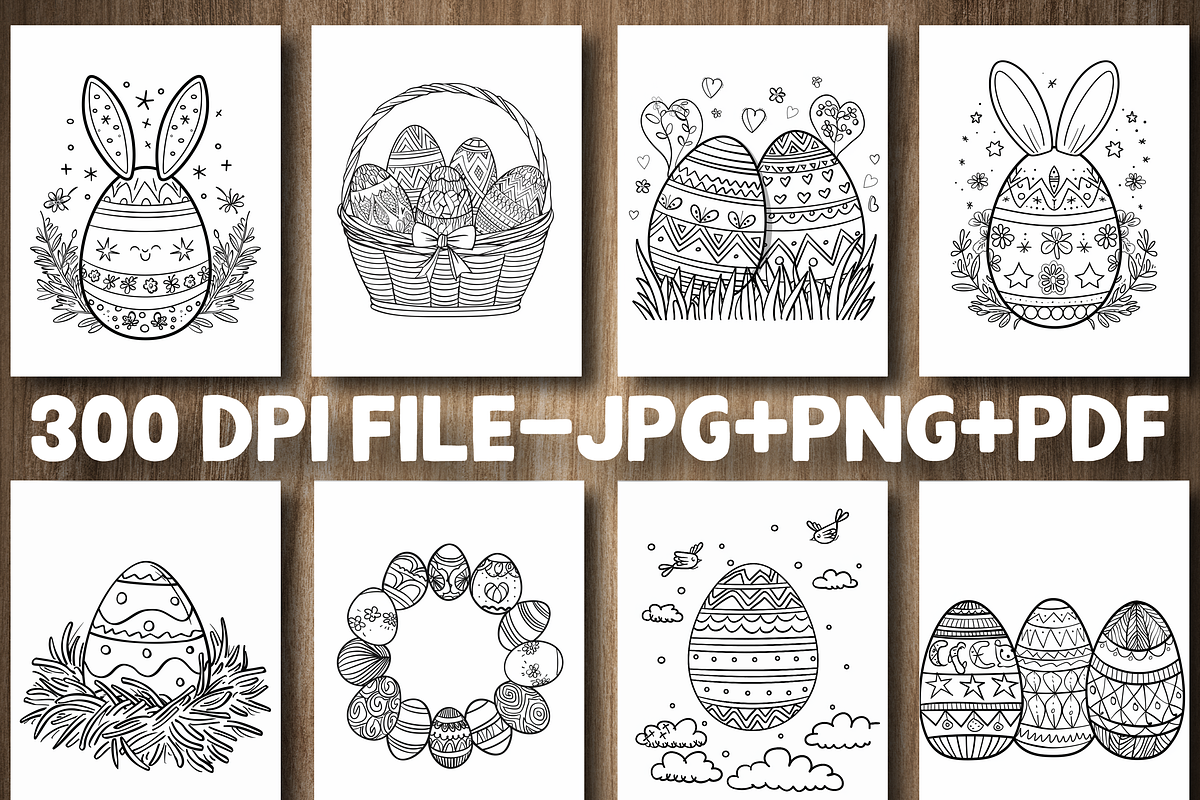 Easter Egg Coloring Pages, a Seasonal Illustration by Design Station (Photo 2 of 5)