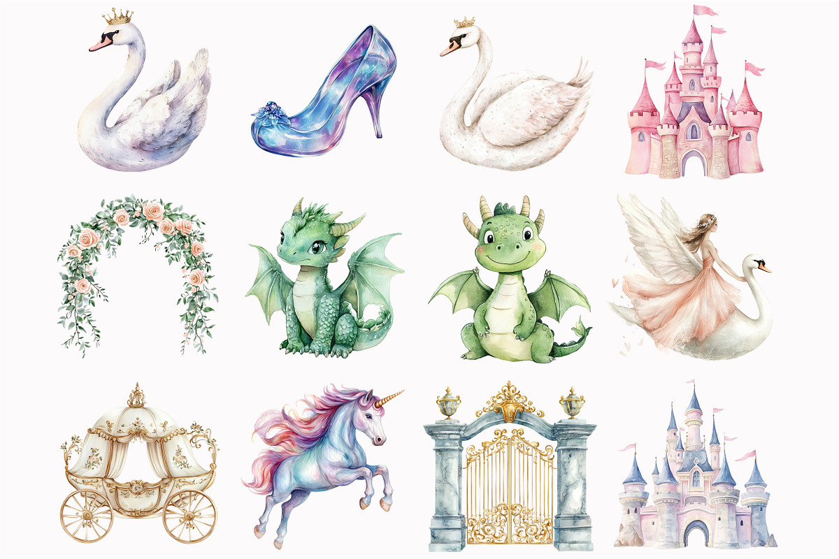 Fairytale Watercolor Clipart, an Illustration by Design Market (Photo 2 of 5)