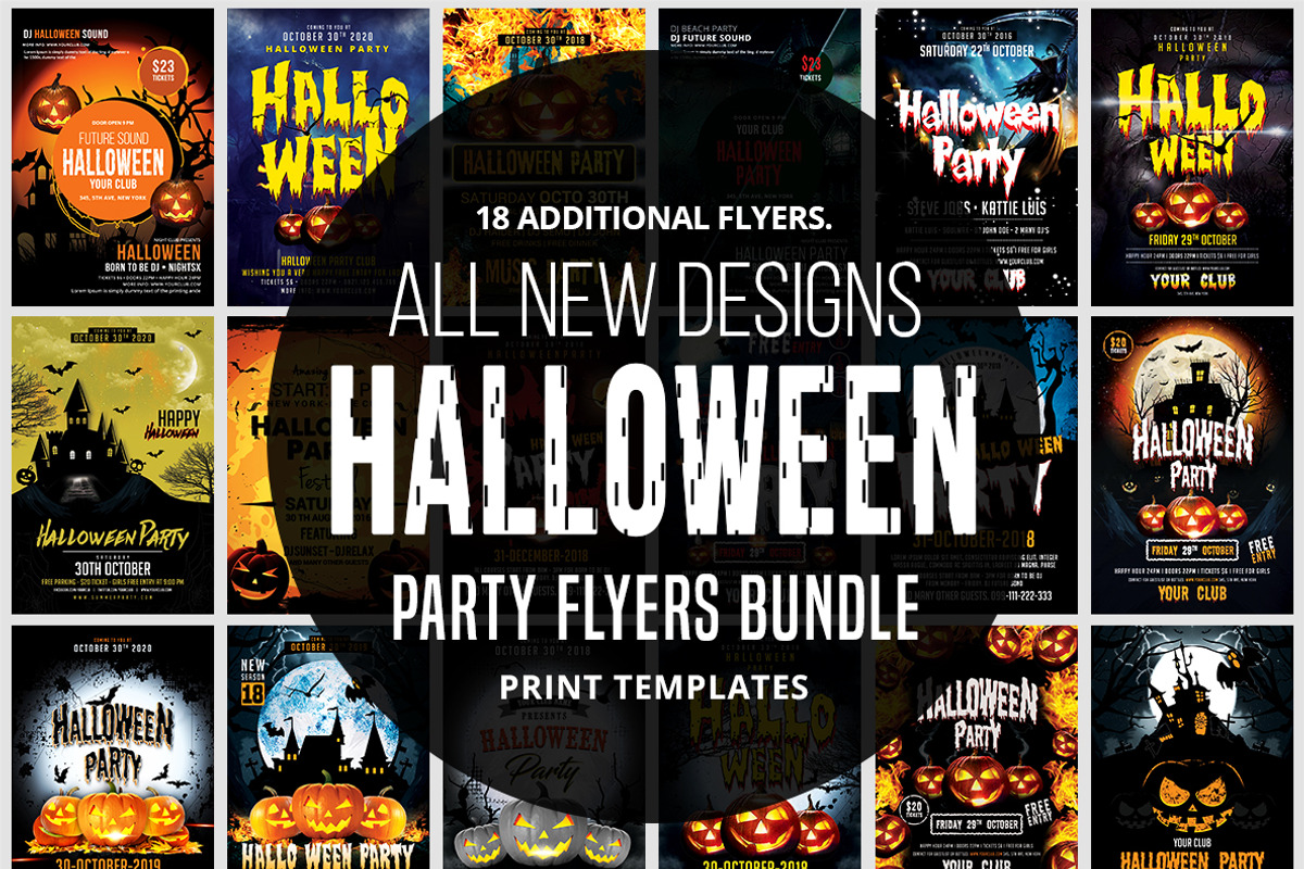 Halloween Party Flyers Bundle, a Flyer Template by AfzaalGraphics (Photo 1 of 19)
