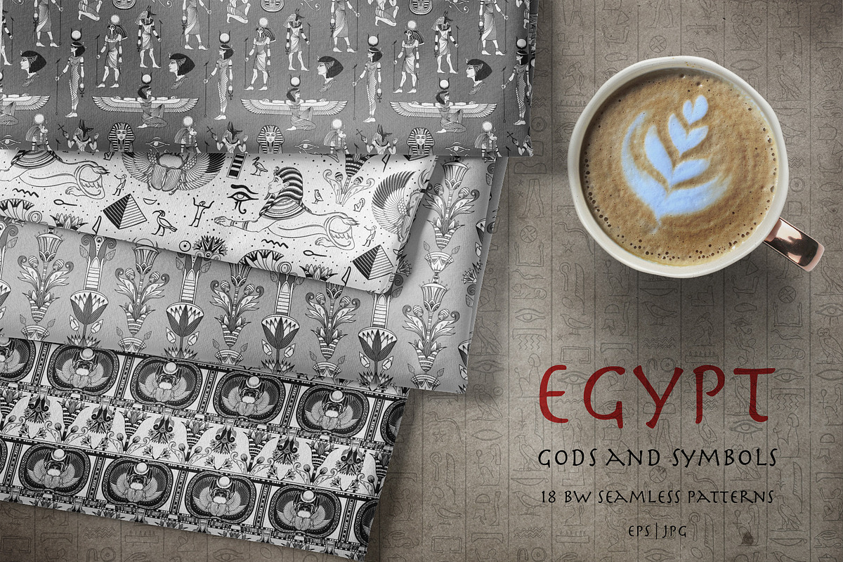 EGYPT: Gods & Symbols BW vector set., a Person Illustration by Varvara Gorbash (Photo 2 of 9)