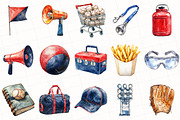 Watercolor Baseball Clipart, an Illustration by OK Design (Thumbnail 3 of 6)